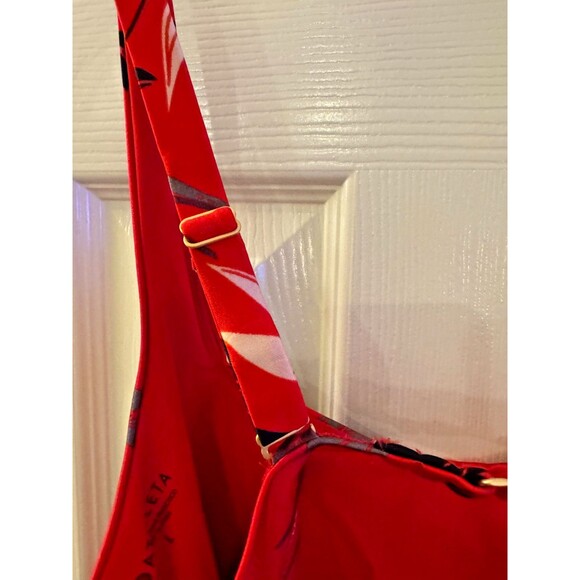 NWT ATHLETA Swimsuit Sz L One Piece Red Leaf Print Floral Paradaiso Ocean Pool - Picture 9 of 14